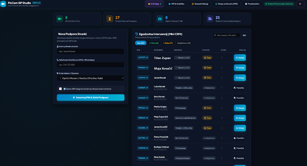 FixCam ISP Dashboard & Mini CRM